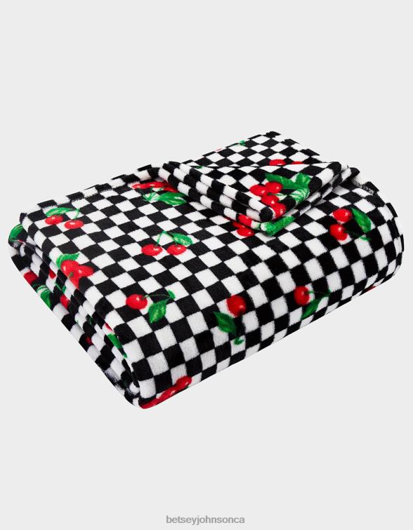 Women Cherry Checker Red Throw Blanket Multi Betsey Johnson Accessories JHZ8F398