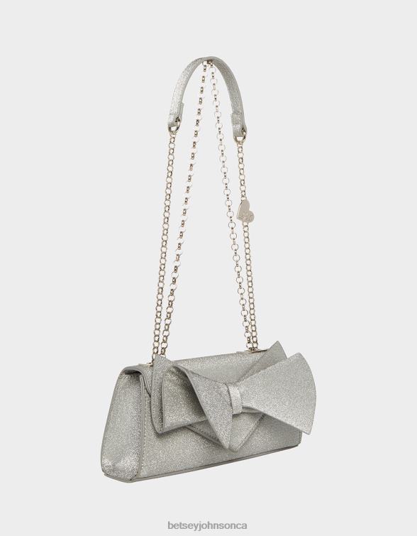 Women Angular Bow Convertible Bag Silver Betsey Johnson Accessories JHZ8F215