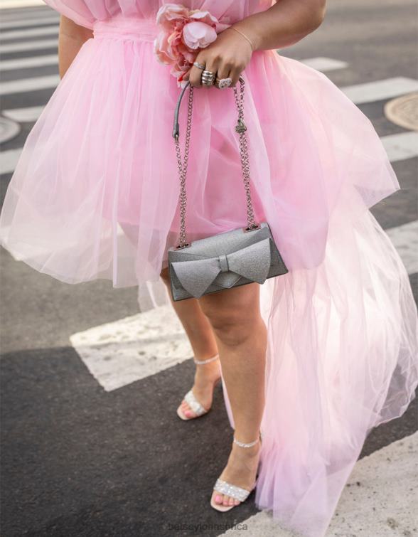 Women Angular Bow Convertible Bag Silver Betsey Johnson Accessories JHZ8F215