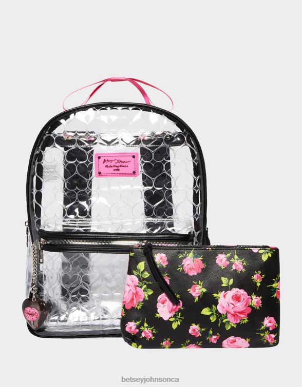 Women Clear Backpack With Pouch Black Betsey Johnson Accessories JHZ8F231