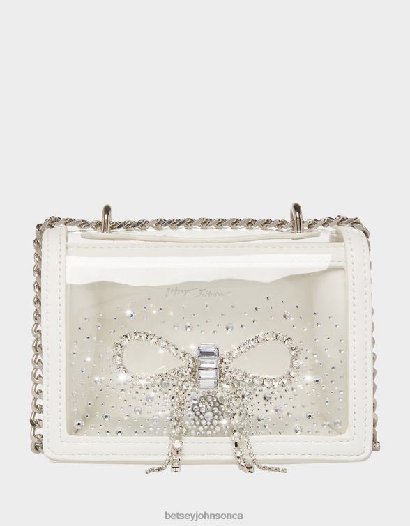Women Clear Convertible Bag With Rhinestone Bow White Betsey Johnson Accessories JHZ8F225