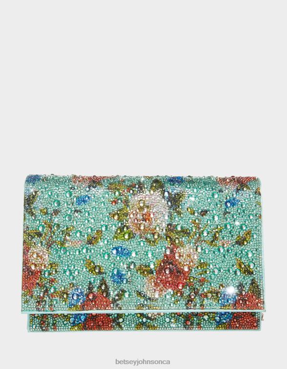 Women Floral Rhinestone Flap Bag Mint Green Betsey Johnson Accessories JHZ8F224