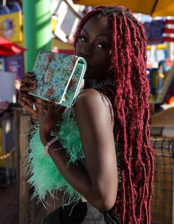 Women Floral Rhinestone Flap Bag Mint Green Betsey Johnson Accessories JHZ8F224