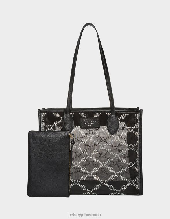 Women Glam Mesh Stone Tote Black Betsey Johnson Accessories JHZ8F253