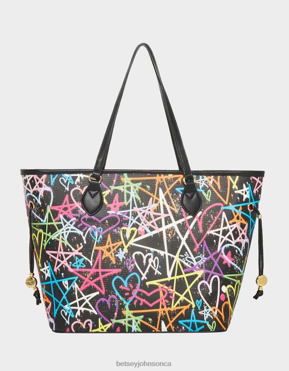 Women Graffiti Sweetie 2 Tote Black Betsey Johnson Accessories JHZ8F207