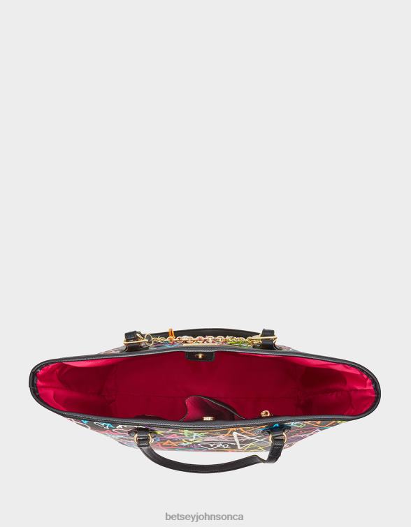 Women Graffiti Sweetie 2 Tote Black Betsey Johnson Accessories JHZ8F207