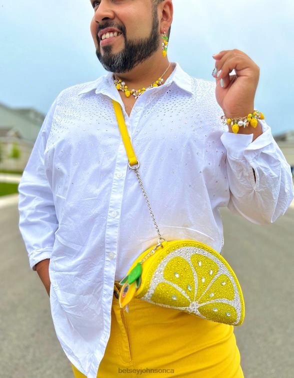 Women Kitsch Pucker Up Crossbody Yellow Betsey Johnson Accessories JHZ8F209