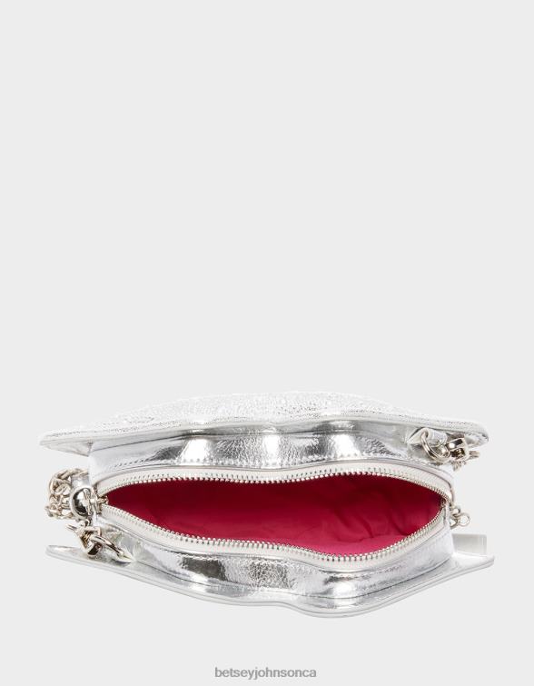 Women Kitsch Read My Lips Crossbody Silver Betsey Johnson Accessories JHZ8F213