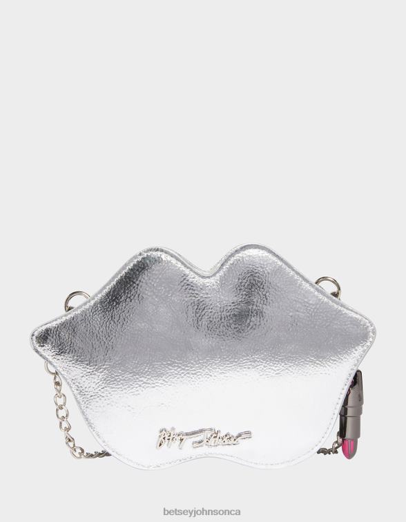 Women Kitsch Read My Lips Crossbody Silver Betsey Johnson Accessories JHZ8F213