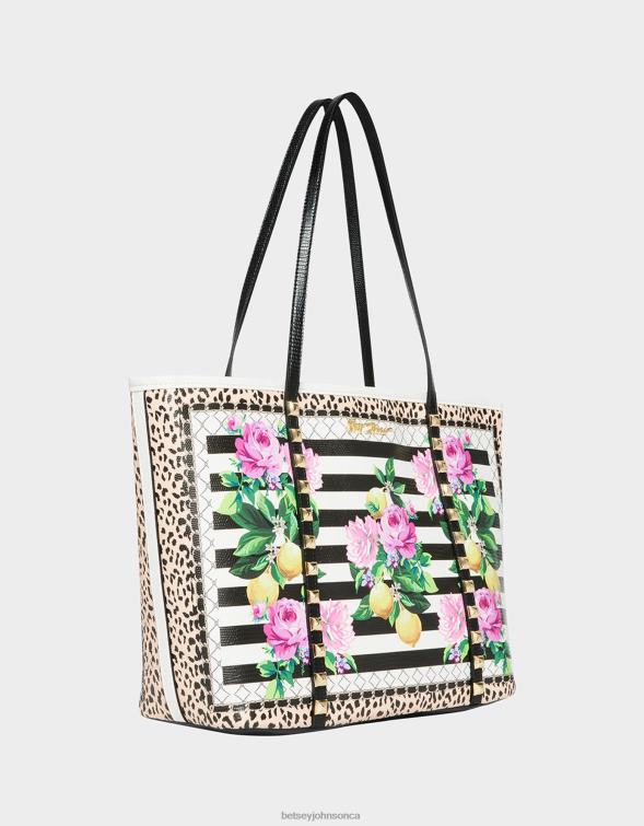 Women Seeing Stripes Tote Black/White Betsey Johnson Accessories JHZ8F252