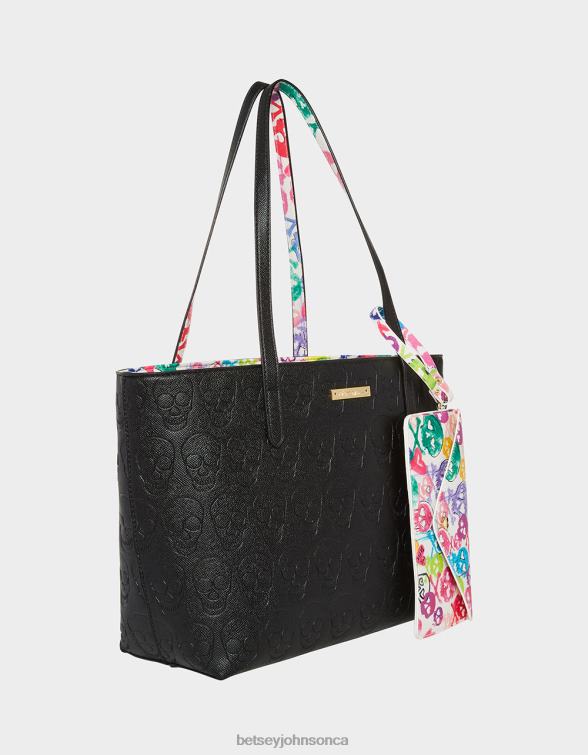 Women Xo Skull Tote Black Betsey Johnson Accessories JHZ8F216