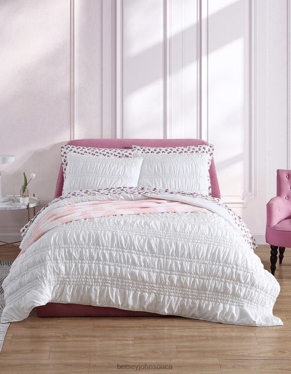 Unisex Boudoir Solid White Full Queen Quilt Sham Set Multi Betsey Johnson Accessories JHZ8F419