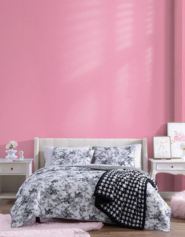 Unisex Floral Vineyard Full Queen Quilt Sham Set Black Betsey Johnson Accessories JHZ8F415