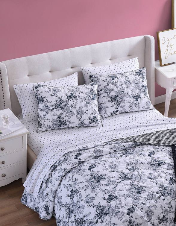 Unisex Floral Vineyard Twin Quilt Sham Set Black Betsey Johnson Accessories JHZ8F414