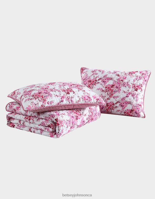 Unisex Floral Vineyard Twin Quilt Sham Set Pink Betsey Johnson Accessories JHZ8F418