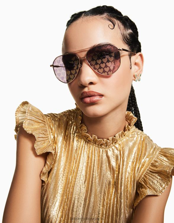 Women The Fine Print Sunglasses Gold Betsey Johnson Accessories JHZ8F374