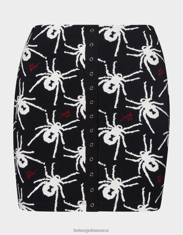 Women 80Th Bash Snap Front Mini Skirt Black/White Betsey Johnson Clothing JHZ8F297