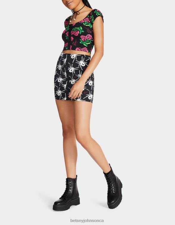 Women 80Th Bash Snap Front Mini Skirt Black/White Betsey Johnson Clothing JHZ8F297