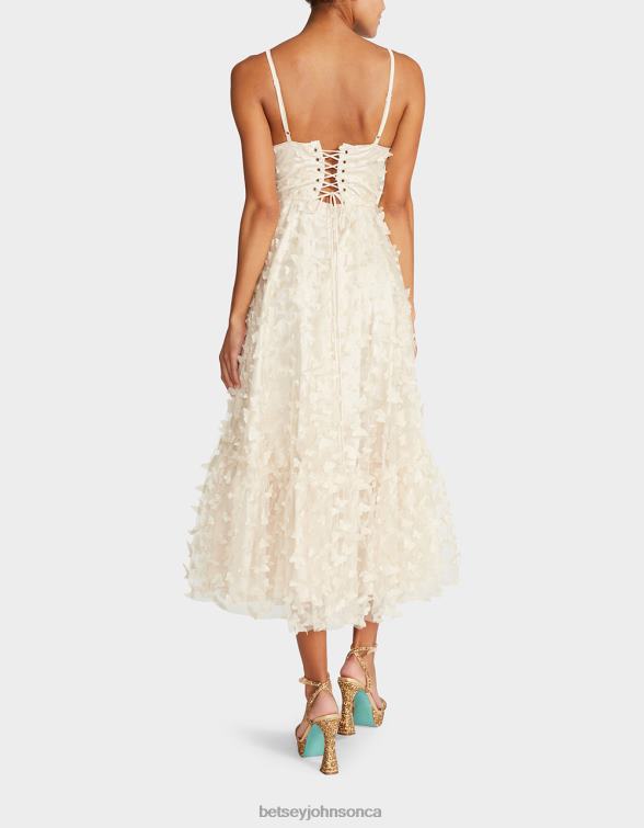 Women Beautiful Butterfly Maxi Dress Cream Betsey Johnson Clothing JHZ8F273