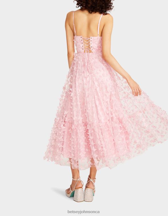 Women Beautiful Butterfly Maxi Dress Pink Betsey Johnson Clothing JHZ8F268