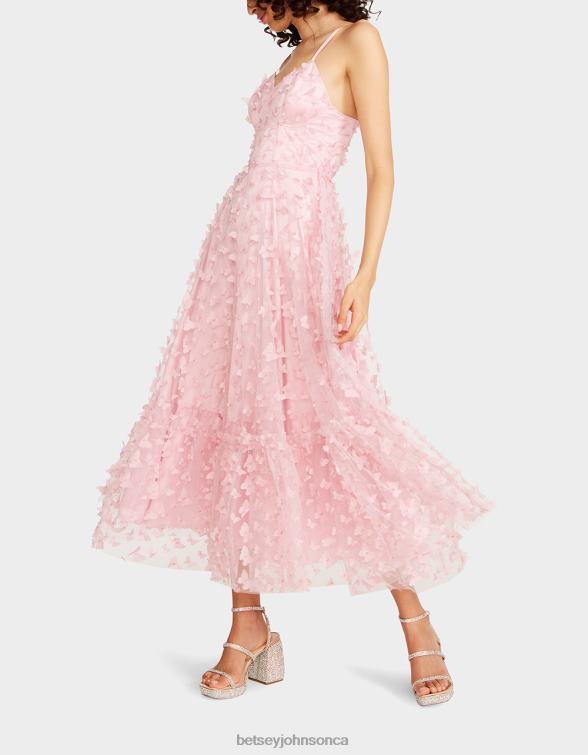 Women Beautiful Butterfly Maxi Dress Pink Betsey Johnson Clothing JHZ8F268