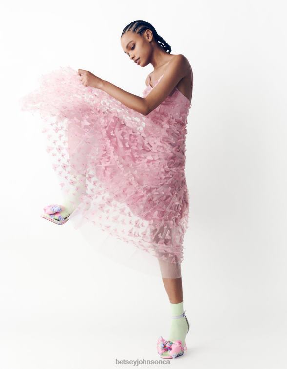 Women Beautiful Butterfly Maxi Dress Pink Betsey Johnson Clothing JHZ8F268