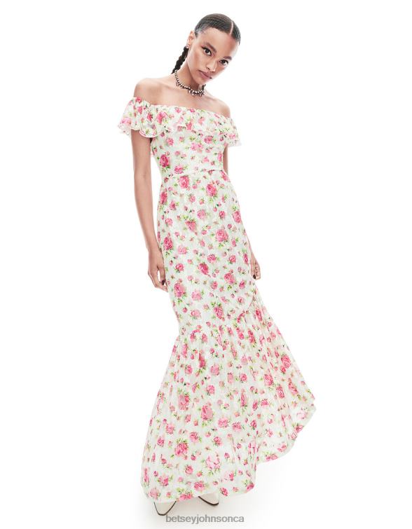Women Floral Overload Maxi Dress White Betsey Johnson Clothing JHZ8F274