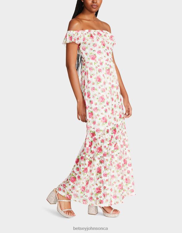 Women Floral Overload Maxi Dress White Betsey Johnson Clothing JHZ8F274