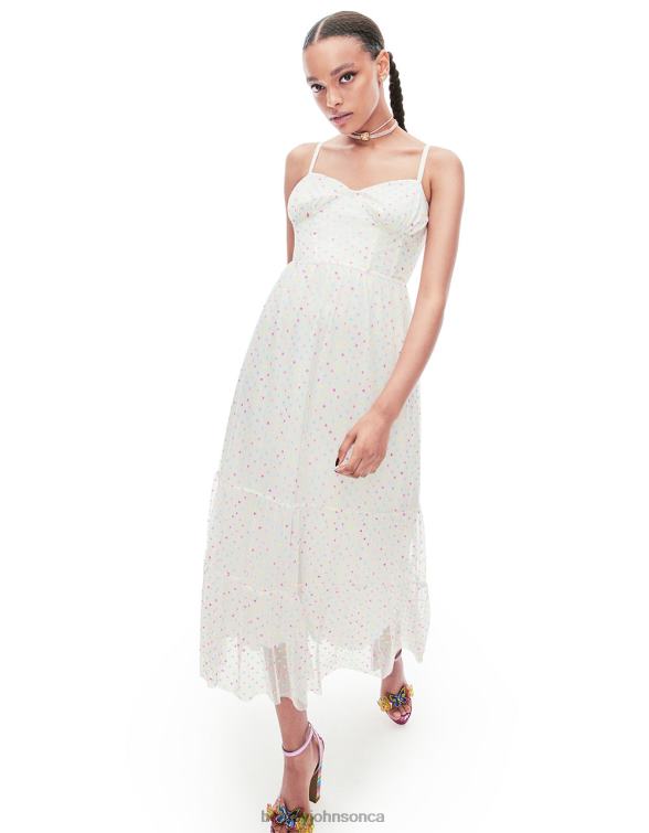 Women Garden Vibes Corset Midi Dress White Multi Betsey Johnson Clothing JHZ8F281