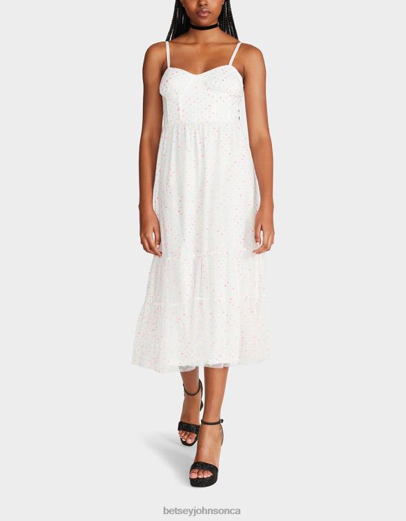 Women Garden Vibes Corset Midi Dress White Multi Betsey Johnson Clothing JHZ8F281