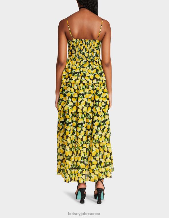 Women La La Lemons Maxi Dress Black Betsey Johnson Clothing JHZ8F264