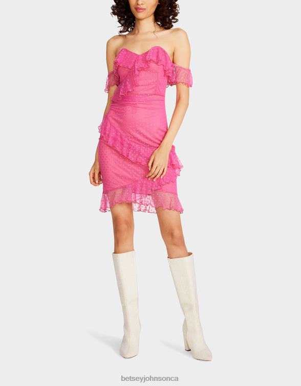 Women Meshing Around Strapless Mini Dress Pink Betsey Johnson Clothing JHZ8F279