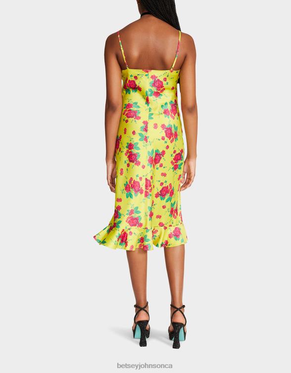 Women Painted Rose Midi Dress Lime Betsey Johnson Clothing JHZ8F284