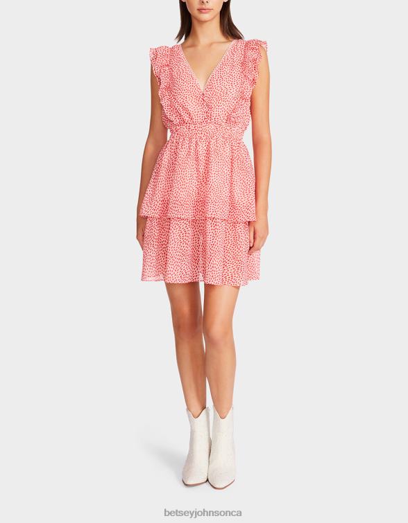 Women Queen Of Hearts Chiffon Mini Dress Pink Betsey Johnson Clothing JHZ8F293