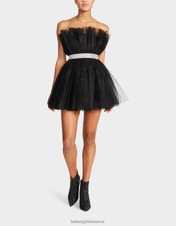 Women Showstopper Tulle Mini Dress Black Betsey Johnson Clothing JHZ8F289