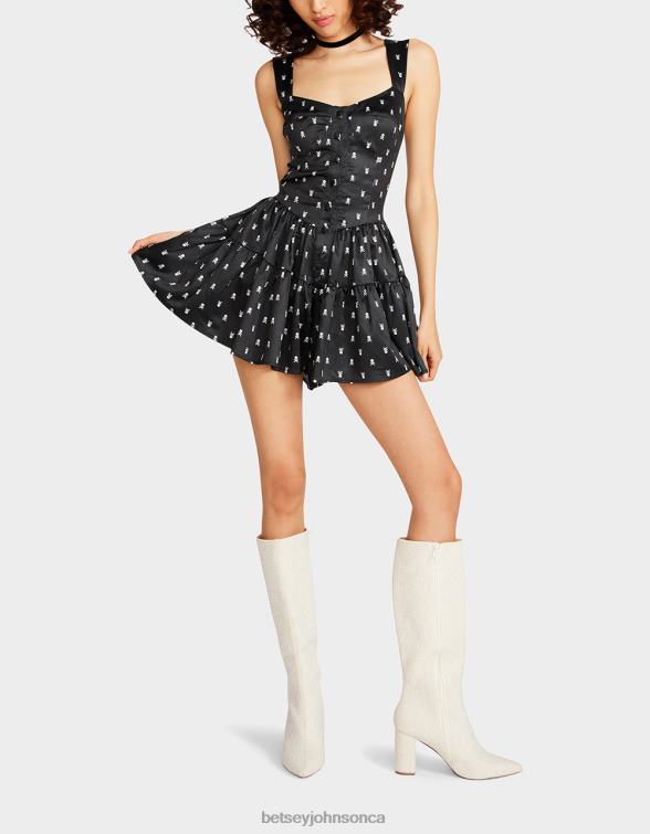 Women Skulltastic Romper Black Betsey Johnson Clothing JHZ8F277