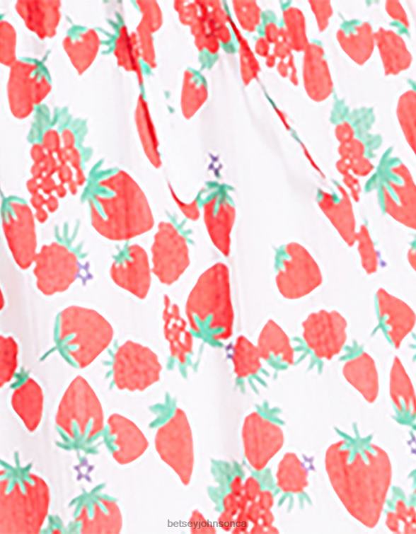 Women Strawberry Fields Cotton Voile Midi Dress White Betsey Johnson Clothing JHZ8F302