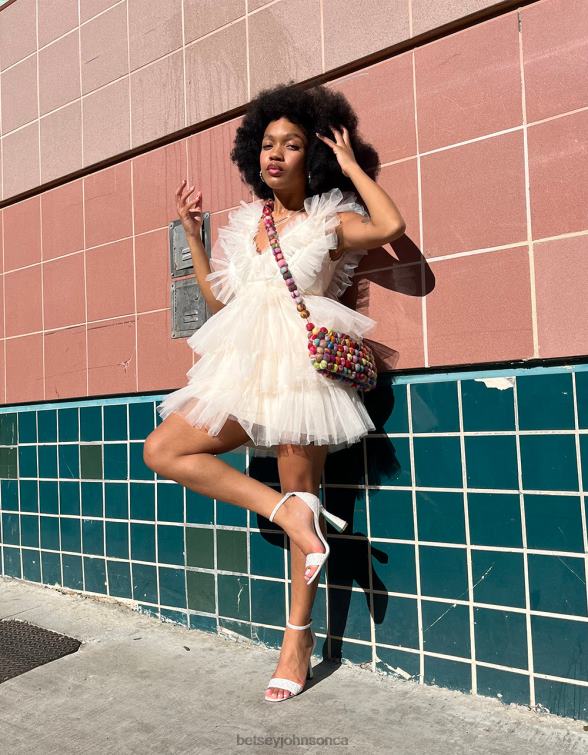 Women Tiered Tulle Dress Cream Betsey Johnson Clothing JHZ8F263