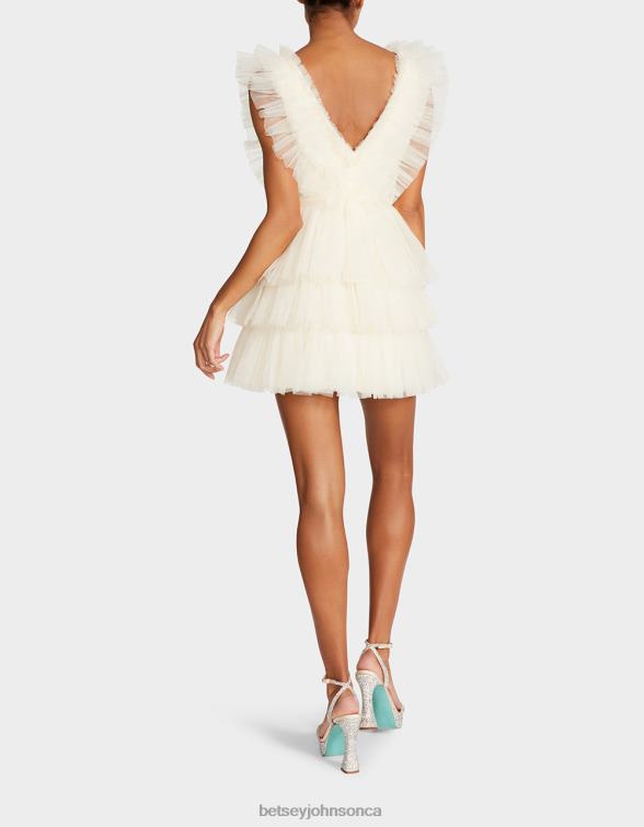 Women Tiered Tulle Dress Cream Betsey Johnson Clothing JHZ8F263