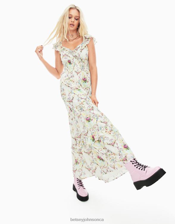 Women Vine And Dine Maxi Dress White Betsey Johnson Clothing JHZ8F280