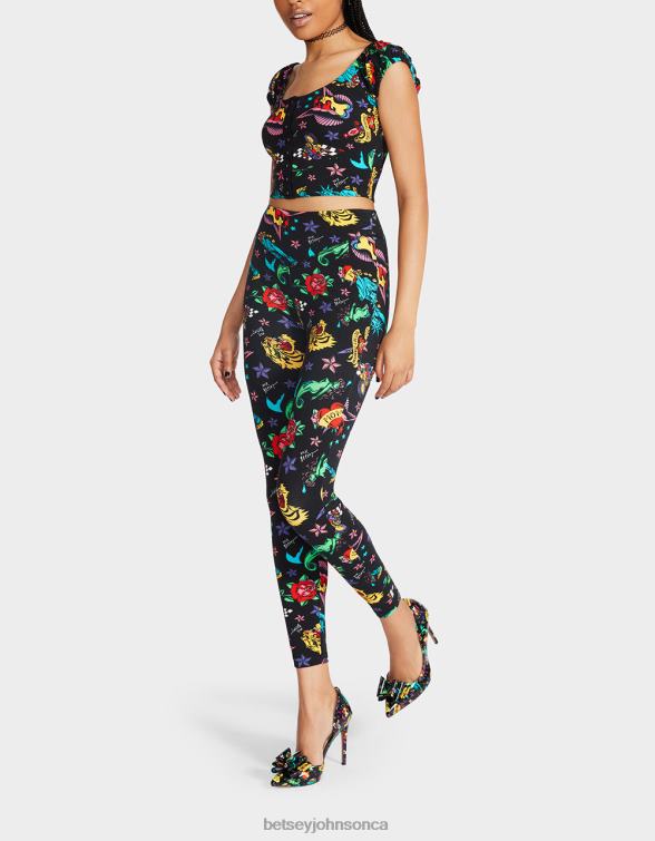 Women 80Th Bash Second Skin Legging Tattoo Tattoo Pri Betsey Johnson Clothing JHZ8F287
