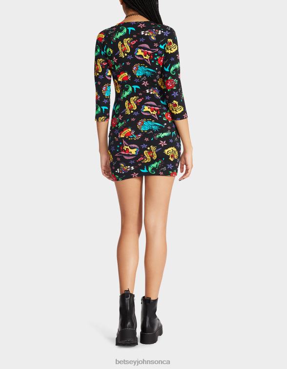 Women 80Th Bash Corset Raglan Top Tattoo Tattoo Pri Betsey Johnson Clothing JHZ8F292