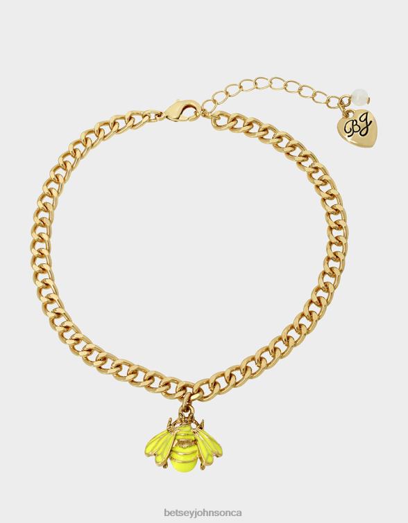 Women Flower Show Bee Charm Anklet Yellow Betsey Johnson Jewelry JHZ8F366