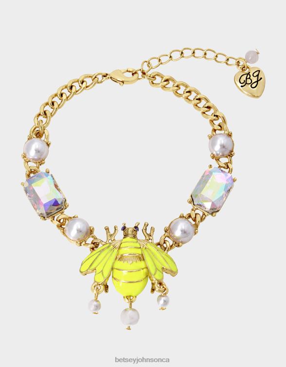 Women Flower Show Bee Flex Bracelet Yellow Betsey Johnson Jewelry JHZ8F352