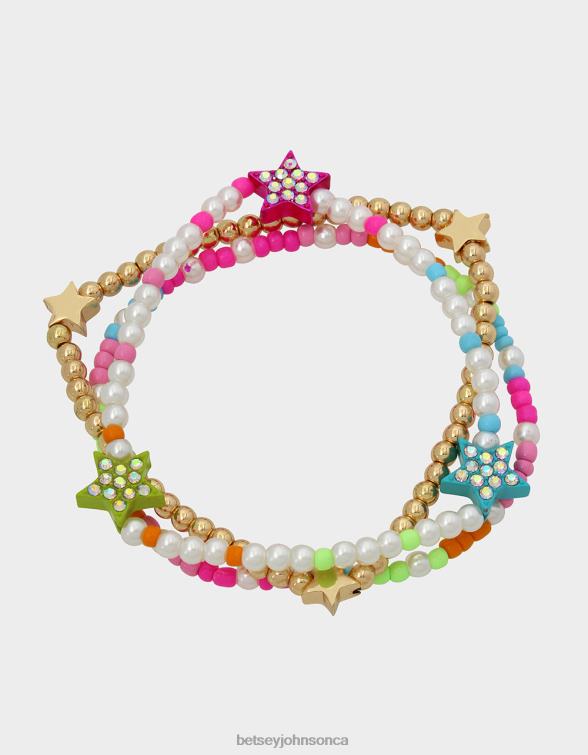 Women Kidult Kitsch Star Bead Bracelet Multi Betsey Johnson Jewelry JHZ8F358