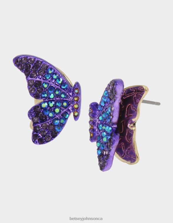 Women 3D Butterfly Studs Purple Betsey Johnson Jewelry JHZ8F320