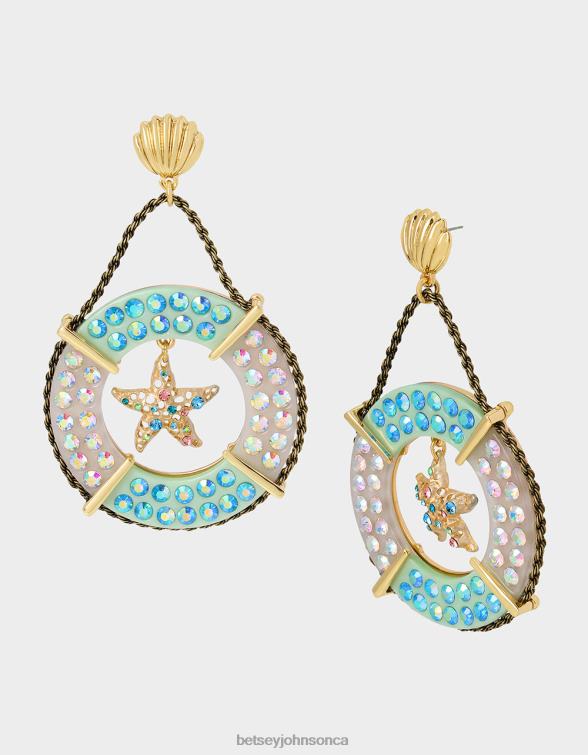 Women Cruise Control Lifesaver Drop Earrings Blue Betsey Johnson Jewelry JHZ8F310