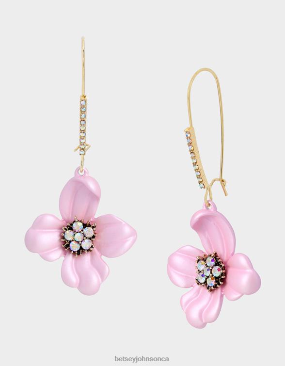 Women Flower Show Flower Drop Earrings Pink Betsey Johnson Jewelry JHZ8F343