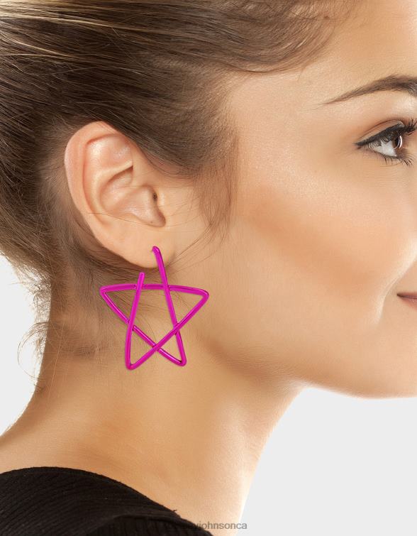 Women Kidult Kitsch Star Hoop Earrings Pink Betsey Johnson Jewelry JHZ8F337