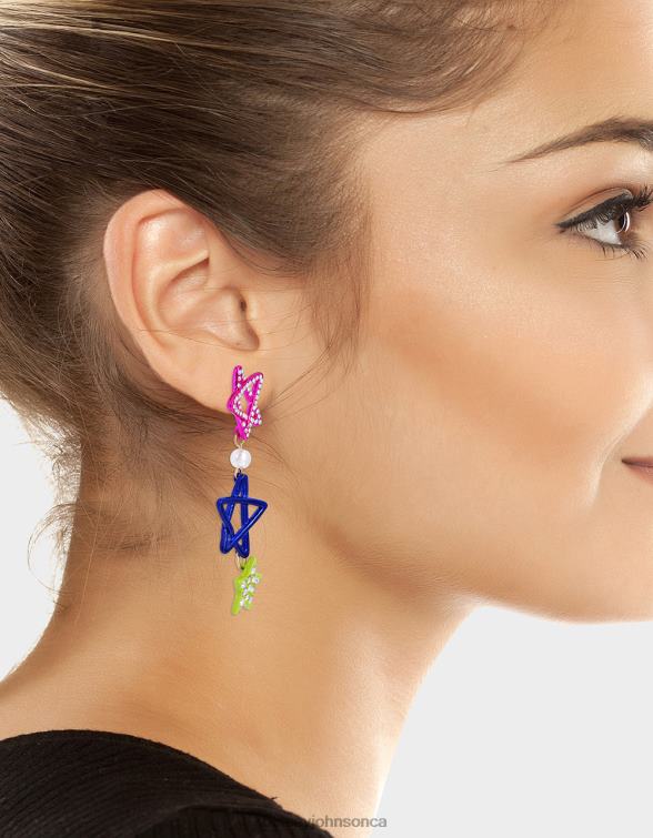 Women Kidult Kitsch Star Mismatch Linear Earrings Multi Betsey Johnson Jewelry JHZ8F364
